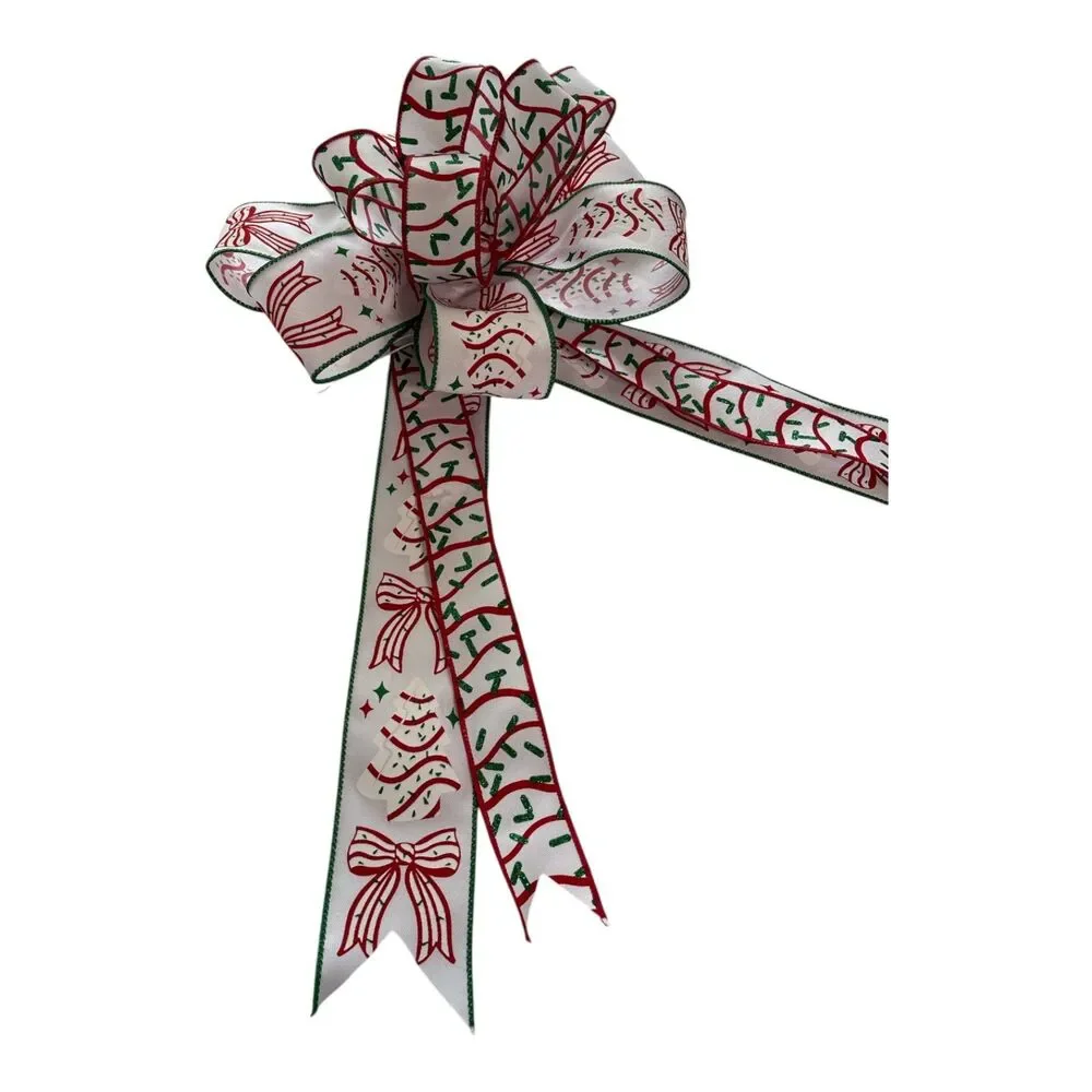 Tasty Cake Christmas Wreath Bow – 12 Inch Holiday Ribbon Bow
